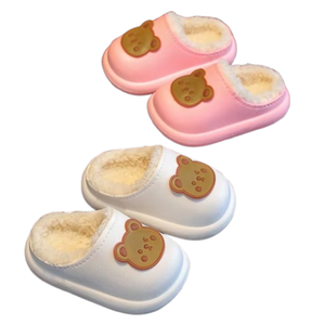 Nuevos niños de invierno de felpa cálido Oso de dibujos animados al aire libre antideslizante Fondo suave Zapatillas de algodón para el hogar - Product Image 1