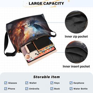 Sac à bandoulière imprimé pour femmes, sac à main Hobo avec fermeture éclair, sac à bandoulière pour les déplacements quotidiens, cadeau - Product Image 4