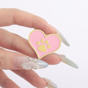 Pin de Esmalte de Corazón Rosa, Broches de Metal con <span class=keywords><strong>Huella</strong></span> de Gatito y Pata de Gato, Insignia de Solapa, Regalo de Joyería para Amantes DE LOS Gatos - Product Image 4