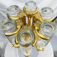 Support de Présentation de Parfum Rotatif Doré pour Magasin Entier, Comptoir de Bar à Parfums avec 6 Têtes de Pompe Distributrices Dorées pour Fournisseurs