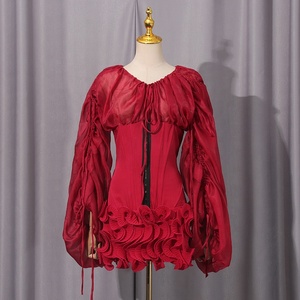 AIMEISI moda Irregular Fishbones elegante un hombro encaje tren vestidos fiesta noche mujeres lujo corto <span class=keywords><strong>Porm</strong></span> vestido - Product Image 2