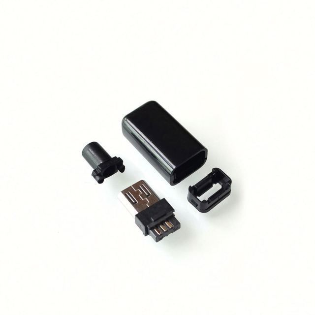DIY Micro USB Male Plug Connectors Kit W/ Covers Black
