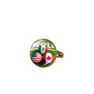 Anillo de Cristal con Forma de Domo, Recuerdo de Eventos Globales de Fútbol 2026, Anillo Metálico Vintage para Fanáticos, Regalos Promocionales Deportivos - Product Image 3
