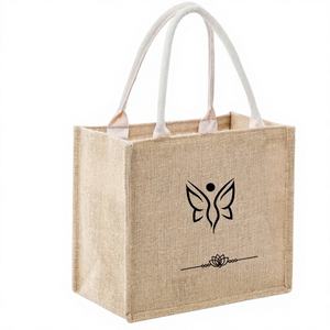 ถุงช้อปปิ้งหรูหรา ใช้ซ้ำได้ เป็นมิตรกับสิ่งแวดล้อม ทำจากผ้าปอกระเจาและผ้าฝ้าย ความจุขนาดใหญ่ ปรับแต่งขนาดและโลโก้ได้ สำหรับใส่อาหารและอุปกรณ์ต่างๆ - Product Image 1
