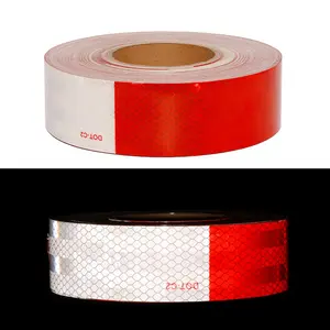 Self Adhesive DOT C2 DOT-C2 DOTC2 Red And White Prismatic Retro Reflective Reflector Tape Stickers For Vehicle Trailer Truck