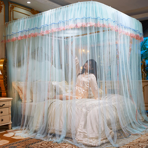 มุ้งกันยุงทรงตัวยูแบบสามประตู ผ้าโพลีเอสเตอร์ทนทาน สำหรับเตียงคิงไซส์ เตียงคู่ เตียงเดี่ยว ใช้สำหรับตั้งแคมป์กลางแจ้ง เดินทาง พับเก็บได้ - Product Image 5