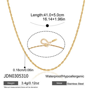 Collier en acier inoxydable plaqué or PVD 18K, à maillons mélangés (Figaro, torsadé, boule, trombone, blé, chemin <span class=keywords><strong>de</strong></span> fer), délicat pour femme - Product Image 3
