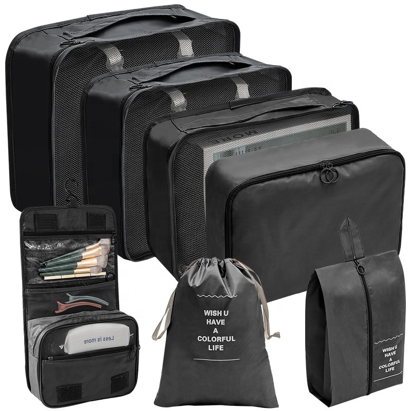 7pcs Travel Clothes Storage Waterproof Bags Portable Luggage Organizer Pouch Packing Cube 6 Colors Local Stock Hot Selling