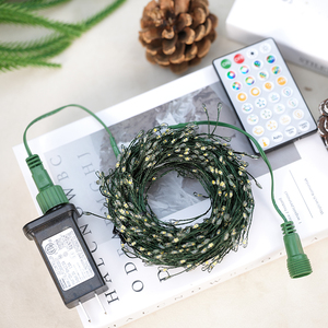 Guirlande lumineuse LED de Noël avec télécommande, fil de cuivre vert foncé pour la décoration de l'arbre de Noël dans le salon - Product Image 1