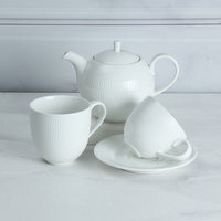 Moderne Blanc Uni Café Théière Tasse Ensemble Hôtel Restaurant Porcelaine Café et Thé Ensemble de Service
