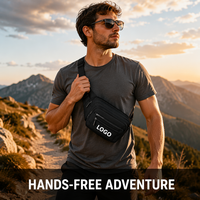 Sac banane multi-compartiments en polyester recyclé certifié GRS, imperméable, avec sangle réglable, pour activités de plein air et voyages