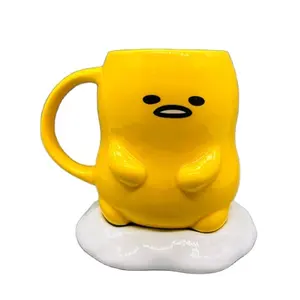 かわいい小さな黄色の水カップセラミックカップ3D式カップペンホルダー装飾コースターセラミック装飾マグ
