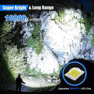 Gobo 100000 cao <span class=keywords><strong>lumens</strong></span> siêu sáng tầm xa mạnh mẽ dẫn ánh sáng ngọn đuốc XHP70 <span class=keywords><strong>90</strong></span> chiến thuật không thấm nước có thể sạc lại đèn pin. - Product Image 2