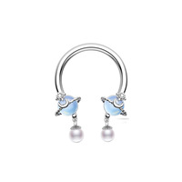 Stainless Steel Zircon Horseshoe Ring Planet Nose Ring C Rod Heart Ear Nail Fashion Septum Piercing Jewelry