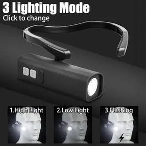 Linterna frontal Led de inducción, linterna portátil ligera de 1500mah, resistente al agua, para pesca, equitación, correr, WD-6818 E - Product Image 2