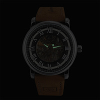 FORSINING 160G Nouvelle montre mécanique pour homme, fabrication artisanale, ronde, squelette, cuir, manuelle, montres-bracelets pour homme, horloge
