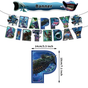 Set de Decoración de <span class=keywords><strong>Cumpleaños</strong></span> de Subnautica, Artículos para Fiestas de Videojuegos, Incluye Fondo, Vajilla, Globos, Adornos para Pasteles y Cupcakes - Product Image 3