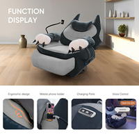 Fauteuil inclinable de gaming en tissu noir surdimensionné avec repose-pieds, réglage électrique, commande USB, support de téléphone intégré et design patte de chat