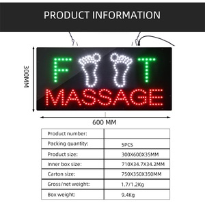 Salon <span class=keywords><strong>de</strong></span> <span class=keywords><strong>Massage</strong></span> des pieds intérieur suspendu 12*24 pouces signe <span class=keywords><strong>de</strong></span> <span class=keywords><strong>Massage</strong></span> LED super lumineux, signe ouvert d'animation clignotant Led, signe <span class=keywords><strong>de</strong></span> lumière LED - Product Image 2