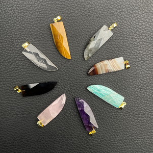 Liontin batu permata Quartz mawar Amethyst Mini pengaturan Bezel alami batu perhiasan mode berlapis emas - Product Image 2