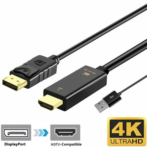 Cable adaptador HDMI a DP con alimentación USB para conexión de monitor de ordenador y TV, cable de cobre chapado en oro - Product Image 5