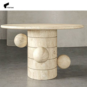 طاولة قهوة مستديرة من الرخام الطبيعي والترافرتين قابلة للتخصيص لغرفة المعيشة وغرفة النوم والفيلا والشقق والديكور الفندقي - Product Image 6