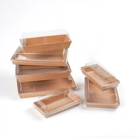 Boîtes d'emballage en papier jetables avec couvercle en plastique transparent pour affichage de sandwich et de pâtisserie écologique et pré-assemblé