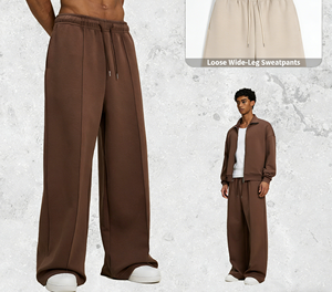 Pantalon de survêtement décontracté pour homme, coupe ample et large, respirant, en mélange polyester/coton/spandex, avec cordon de serrage, personnalisable - Product Image 2