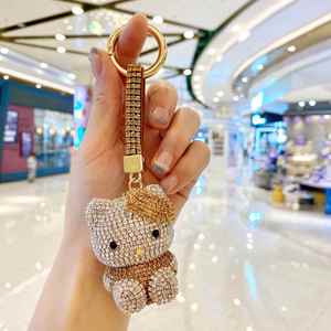 1 PC Luxury Bling Diamond Plastic Rhinestone Keychains Cute Cat Bag Car <b>Key</b> <b>Ring</b> Keychain Metal for Girls Charm - Product Image 6