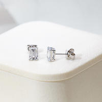Prêt à expédier MSE-368 Boucles d'oreilles en or blanc 9K avec diamant émeraude 1 carat, boucles d'oreilles à clous tendance