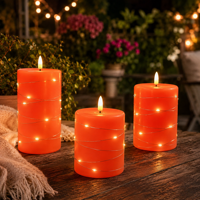 Lampes à bougies LED sans flamme en cire de paraffine orange, à piles, avec télécommande, pour Noël, la maison et la chambre