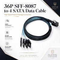 Divisor de Disco Duro SFF-8087 Mini SAS a 4 SATA, Cable de 6 Gbps y 36 Pines con Conector de Clip de Acero para Expansión de Almacenamiento de Servidor