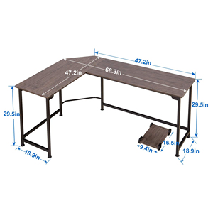 <span class=keywords><strong>Bureau</strong></span> d'ordinateur moderne en forme de L <span class=keywords><strong>avec</strong></span> support d'unité centrale réglable et espace d'<span class=keywords><strong>imprimante</strong></span> pour les postes de travail de <span class=keywords><strong>bureau</strong></span> à domicile - Product Image 6