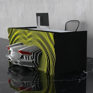 Mostrador de Recepción en Forma de L de Madera Maciza Moderna con Diseño de Automóvil, Diseño Personalizado, Estética Elegante, Funcional, para Uso Comercial, Escuela, Supermercado - Product Image 2