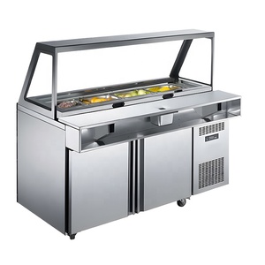 Refrigerador de Ensaladas de Alta Calidad con Certificación CE, 3 Puertas, Mostrador Abierto, Barra de Ensaladas Comercial, Mesa de Preparación para Buffet, 1.8M - Product Image 6