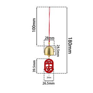 จี้ระฆังโลหะผสมสไตล์จีนพร้อมป้ายสีแดงและพู่ห้อยสำหรับตกแต่งประตูหรือเคสโทรศัพท์แบบ DIY - Product Image 2