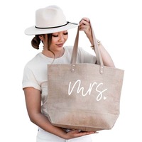 Sac de plage personnalisé de bonne qualité marron imperméable pour femmes accessoires de mariage prêt à expédier sac fourre-tout cadeau avec poignée en cuir