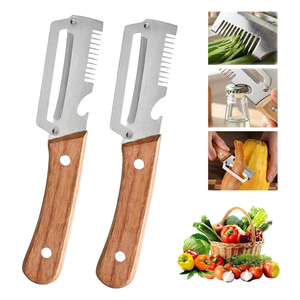 Pelador de Verduras 3 en 1 Mejorado con Mango de Madera, Abrebotellas y Rallador de Acero Inoxidable para Frutas y Patatas - Product Image 1