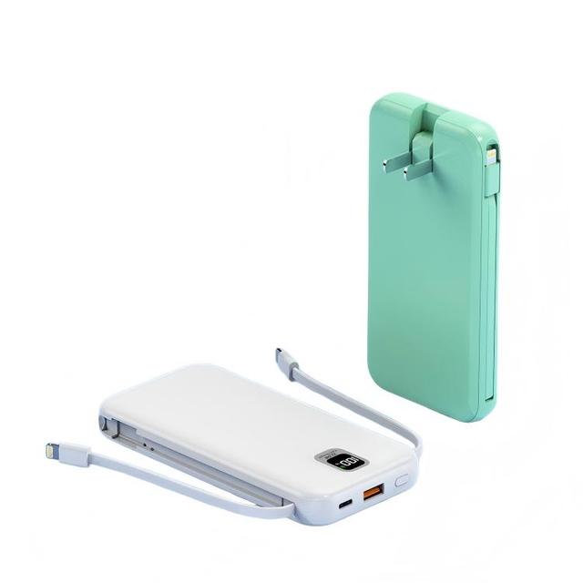 AC Plug Power Banks with Built-in Cables 10000mah Power Banks with Led Display for Mobile Phone Fast Charging Power Bank