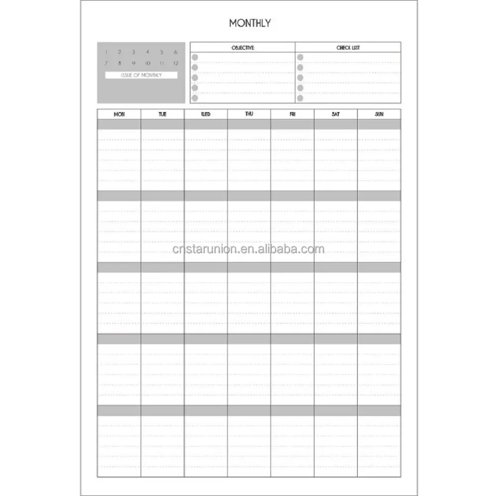 Wholesale Monthly Planner Custom Monthly Pad Checklist Daily Timeline Note Wall Calendar Schedules Office School Home