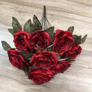 Ramos de <span class=keywords><strong>flores</strong></span> artificiales de seda blanca para boda, 9 cabezas, rosas, precio mayorista de fábrica, para decoración del hogar - Product Image 5