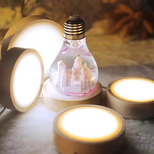 LED Night Light 10cm Round Wooden Base Desktop Decorative Wooden Holder Display <b>Stand</b> Lamp for Crystals Ball Acrylic Decoration - Product Image 4