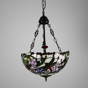 LongHuiJing High End Quality Middle 16 Inch Stained Glass Dragonfly Tiffany LED Table Adjustable Height for Bedroom Bar Cafe - Product Image 6