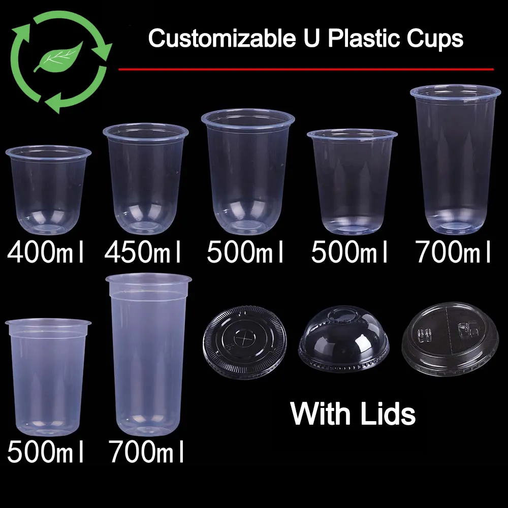 Tasse en plastique jetable écologique compostable biodégradable clair PLA PET PP tasse en plastique avec couvercle