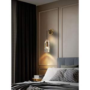 โคมไฟติดผนังทองแดงสไตล์โมเดิร์นมินิมอล ดีไซน์คริสตัลสำหรับห้องนอน ห้องนั่งเล่นหรูหรา ตกแต่งผนังพื้นหลังส่วนตัว - Product Image 2