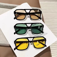 Lunettes de soleil noires à double pont pour hommes et femmes, monture épaisse surdimensionnée, protection UV400, pour l'extérieur et le quotidien