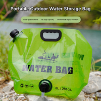 Sac à eau pliable de grande capacité 8L pour le camping en plein air, la randonnée, conteneur d'eau pliable en plastique à transporter à la main