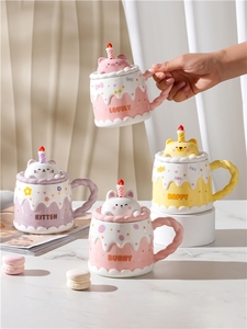 House Gift Accessories Breakfast Water <b>Cup</b> Tableware <b>Ceramic</b> Coffe <b>Cup</b> <b>Ceramic</b> <b>Cup</b> Mug Cafe Mugs With Candle Spoon - Product Image 6