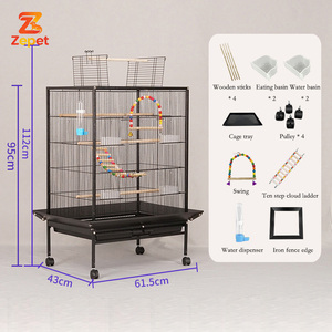 Cage à oiseaux en métal durable anti-corrosion améliorée avec <span class=keywords><strong>poulie</strong></span> pratique et étagère inférieure pour perroquets - Product Image 3