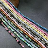 Perles rondes à facettes naturelles de 2 à 4mm, petites pierres précieuses, énergie de coupe, perles en vrac pour la fabrication de bijoux, bracelet et collier